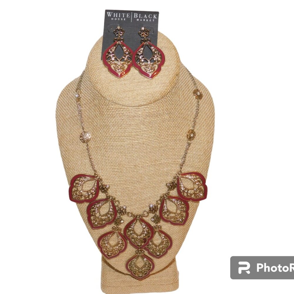White House / Black Market Statement Necklace And Earring Set